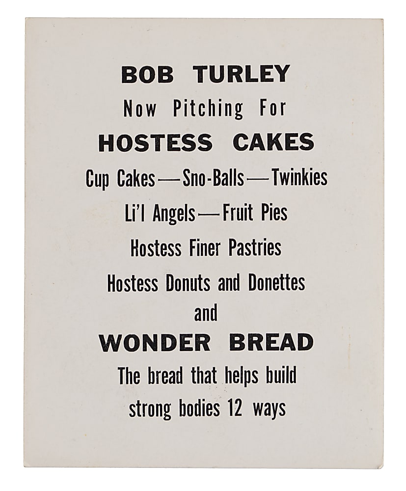 Extremely Rare 1950s Continental Baking Bob Turley New York Yankees Premium with Hostess/Wonder Bread Advertising Back