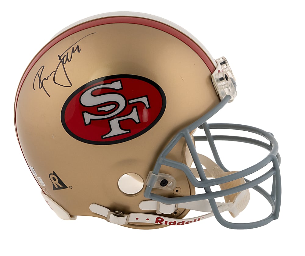 Joe Montana, Jerry Rice & Ronnie Lott Triple-Signed Full-Size San Francisco 49ers VSR-4 Authentic Helmet - Beckett LOA