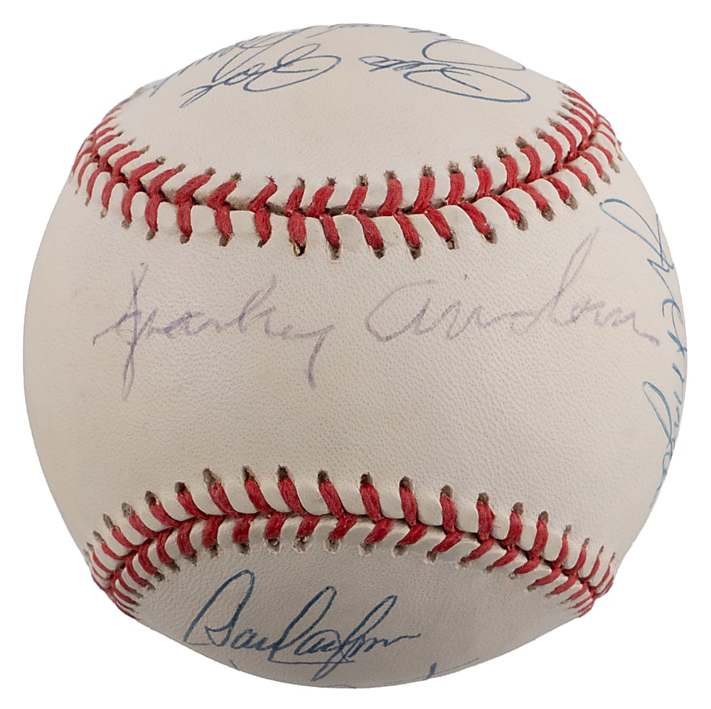 Big Red Machine Starting Lineup Signed ONL/Coleman Baseball with Rose, Bench & Morgan -Full JSA LOA