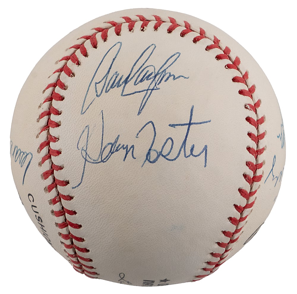 Big Red Machine Starting Lineup Signed ONL/Coleman Baseball with Rose, Bench & Morgan -Full JSA LOA