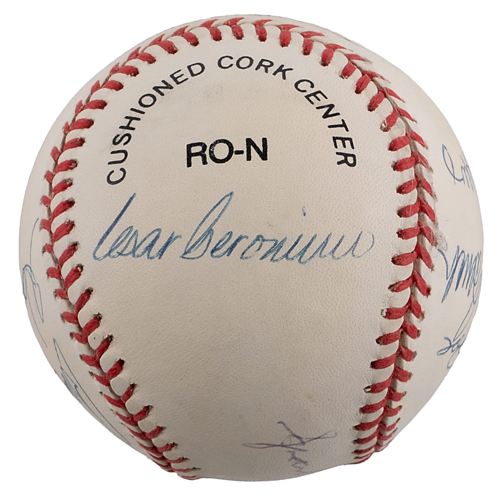 Big Red Machine Starting Lineup Signed ONL/Coleman Baseball with Rose, Bench & Morgan -Full JSA LOA