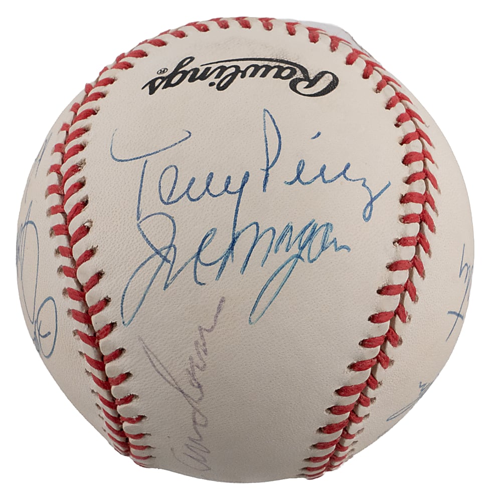 Big Red Machine Starting Lineup Signed ONL/Coleman Baseball with Rose, Bench & Morgan -Full JSA LOA