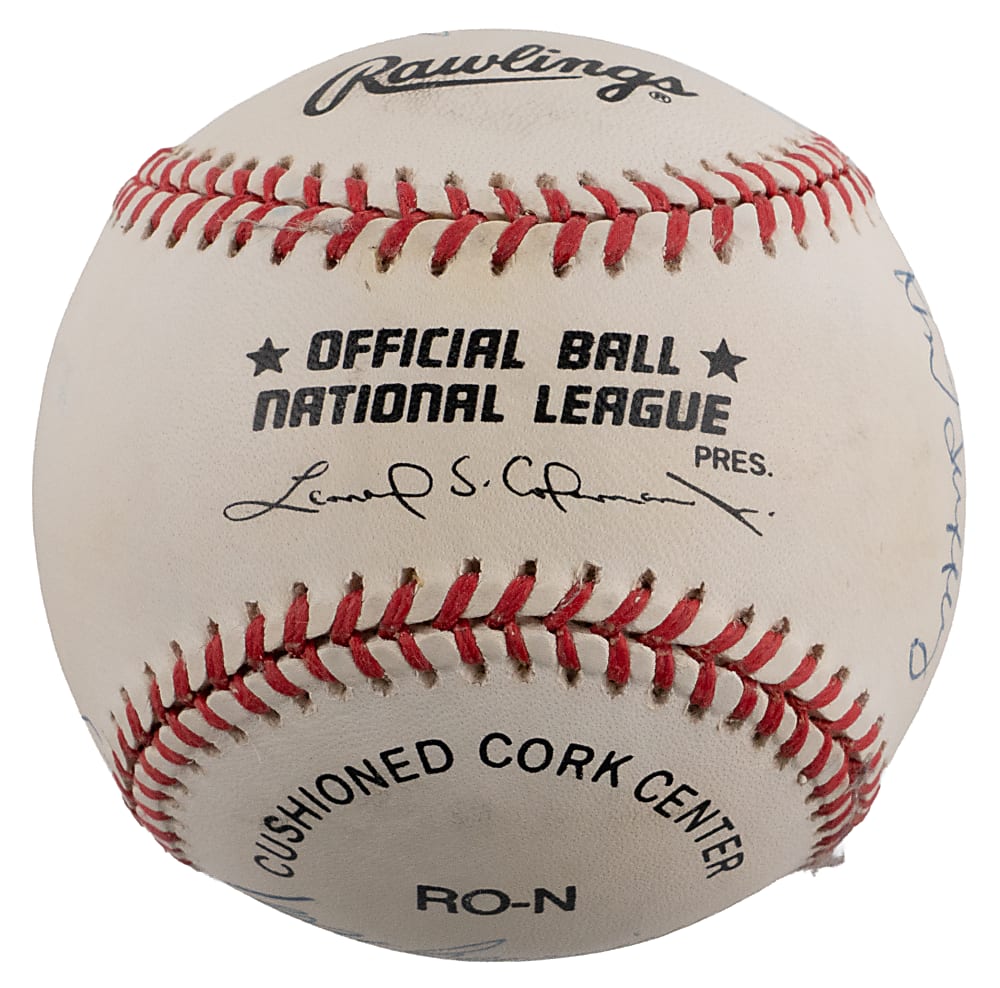Big Red Machine Starting Lineup Signed ONL/Coleman Baseball with Rose, Bench & Morgan -Full JSA LOA