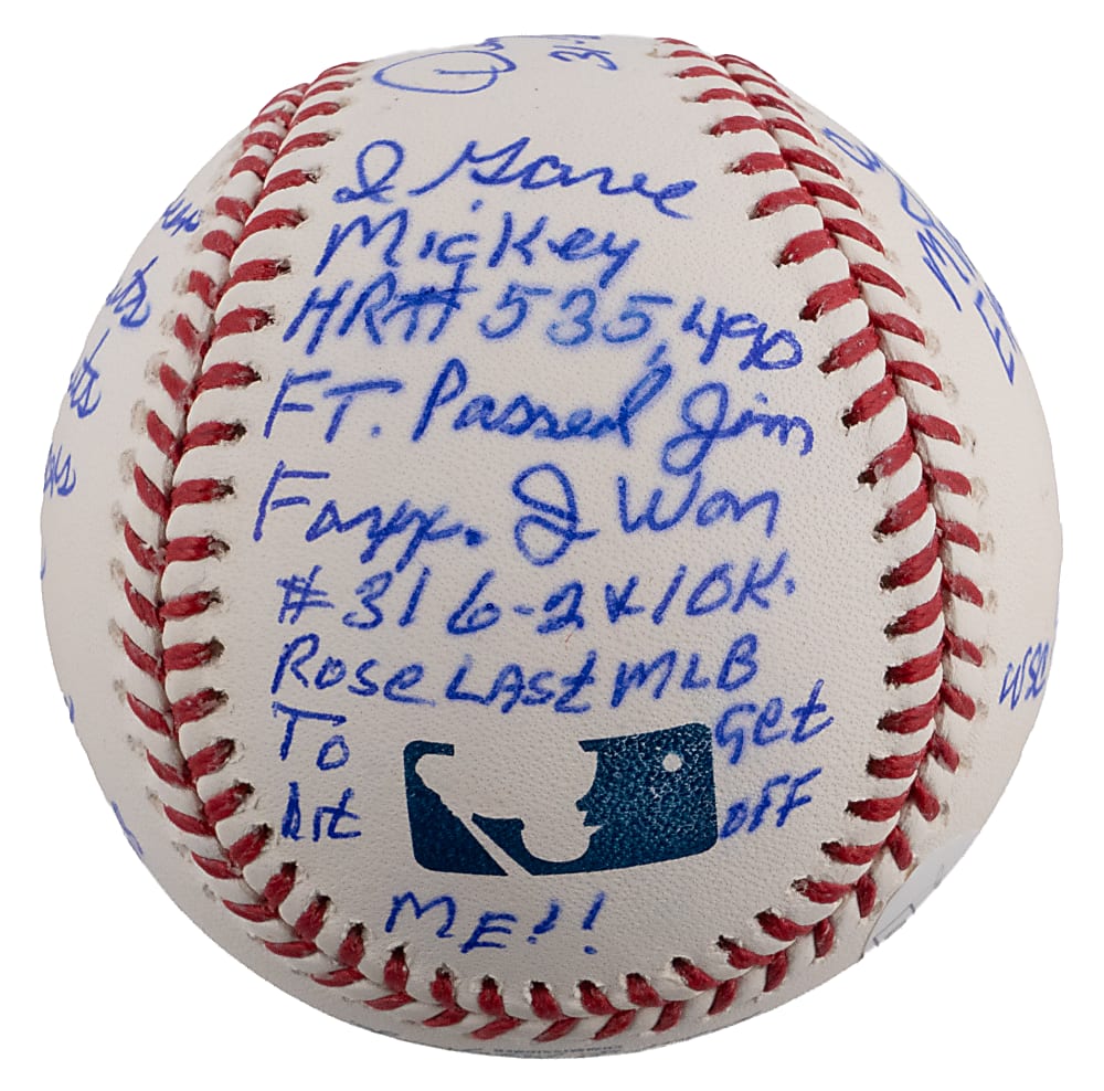 Denny McLain Signed Baseball with Extensive Career Highlight Inscriptions Including Mantle and Rose References - JSA COA