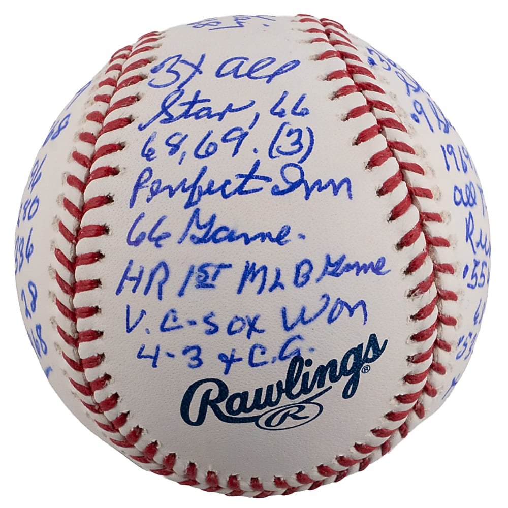 Denny McLain Signed Baseball with Extensive Career Highlight Inscriptions Including Mantle and Rose References - JSA COA