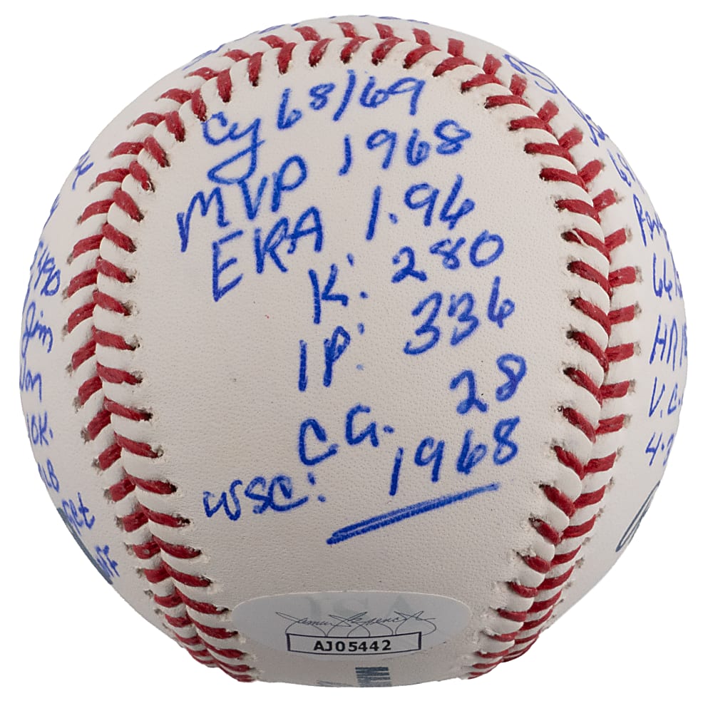 Denny McLain Signed Baseball with Extensive Career Highlight Inscriptions Including Mantle and Rose References - JSA COA
