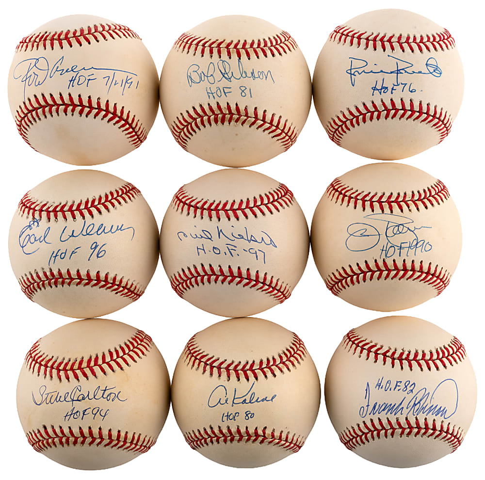 Single-Signed & Inscribed Baseballs (15) with (14) Hall of Famers
