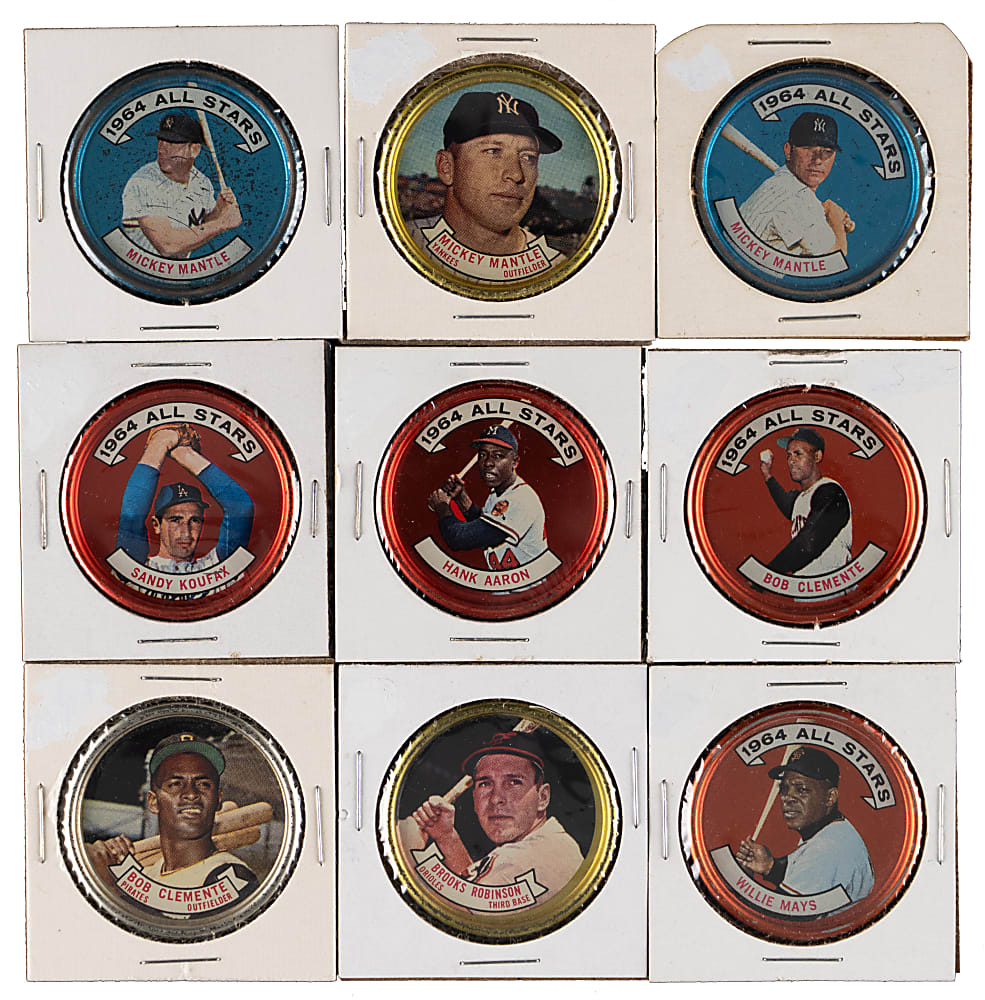 1964 Topps Coins Collection (56) with (21) Hall of Famers including (3) Mantle, (2) Clemente, Aaron, Koufax & Mays