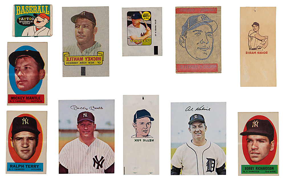 1960-1983 Mostly Topps Decals, Tattoos & Transfers Collection (11) with (5) Mickey Mantle