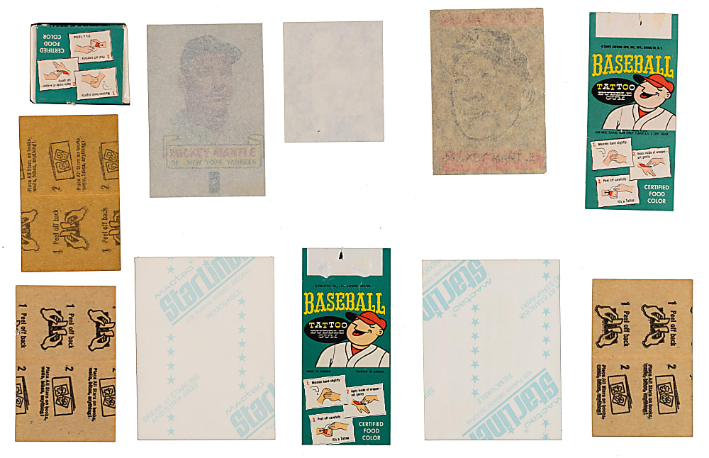 1960-1983 Mostly Topps Decals, Tattoos & Transfers Collection (11) with (5) Mickey Mantle