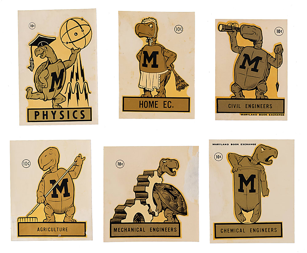 1950s University of Maryland Book Exchange Angelus Decals (13) with "Sports"