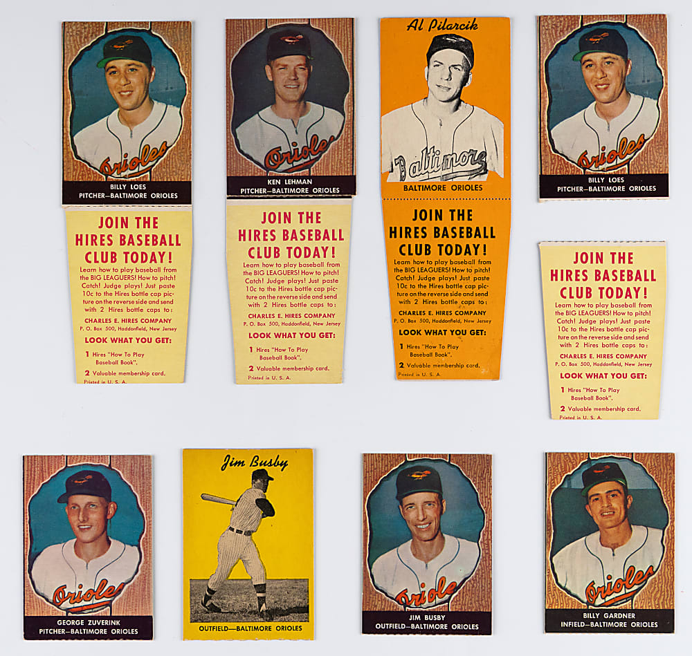 1958 Hires Root Beer Baltimore Orioles Collection (14) Including Test Issues & Tabs