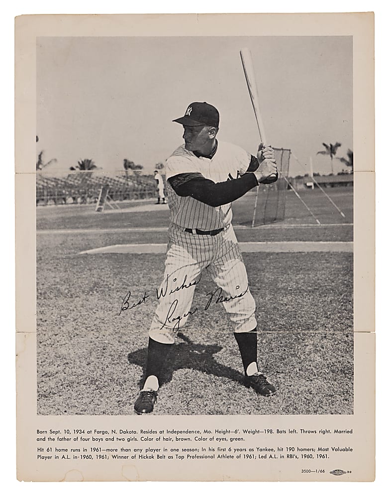 1966 New York Yankees Tri-Fold #1 Roger Maris