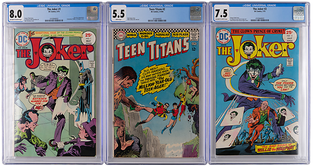 1966-1975 DC Comics (3) - All CGC Graded with Joker #1 - 8.0, Joker #2 - 7.5  & Teen Titans #2 - 5.5