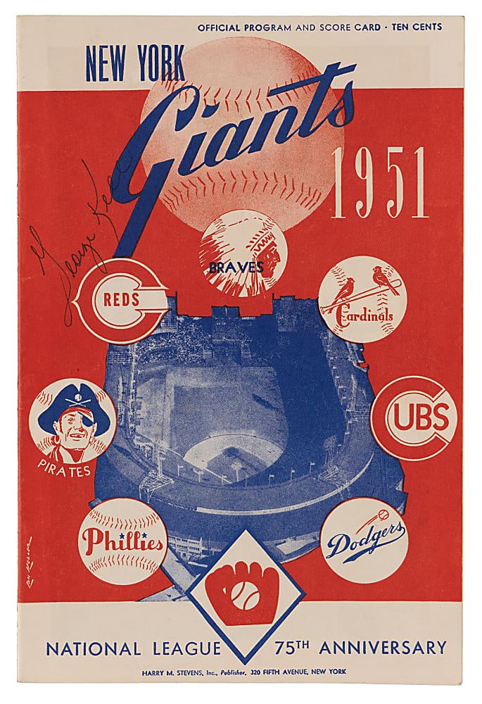 1951 National League "Shot Heard 'Round the World" Dodgers at Giants Tie-Breaker Game 3 Program