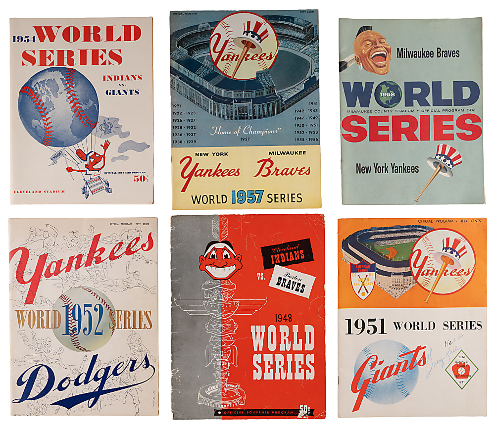 1948-1962 World Series Programs (10) with 1951 Game 2 & 1957 Game 6 Hank Aaron Homer!