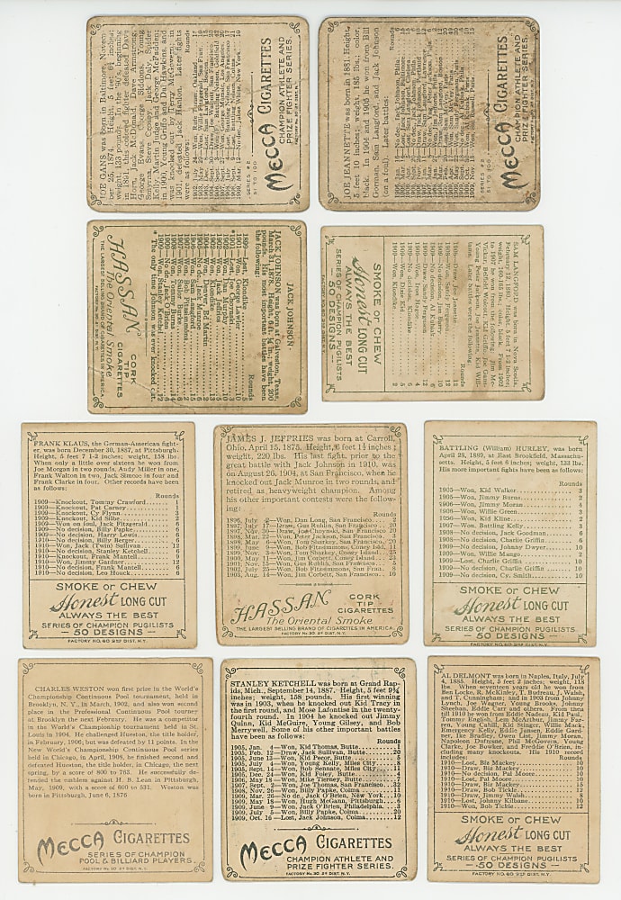 1910 T218 Champions Collection (71) with (36) Boxers Including Jack Johnson Side View