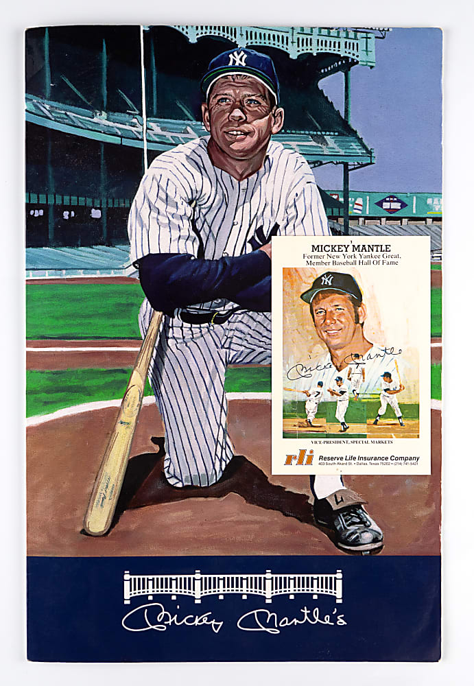 Mickey Mantle Signed Insurance Advertisement Plus Mantle's Restaurant Menu - Full JSA