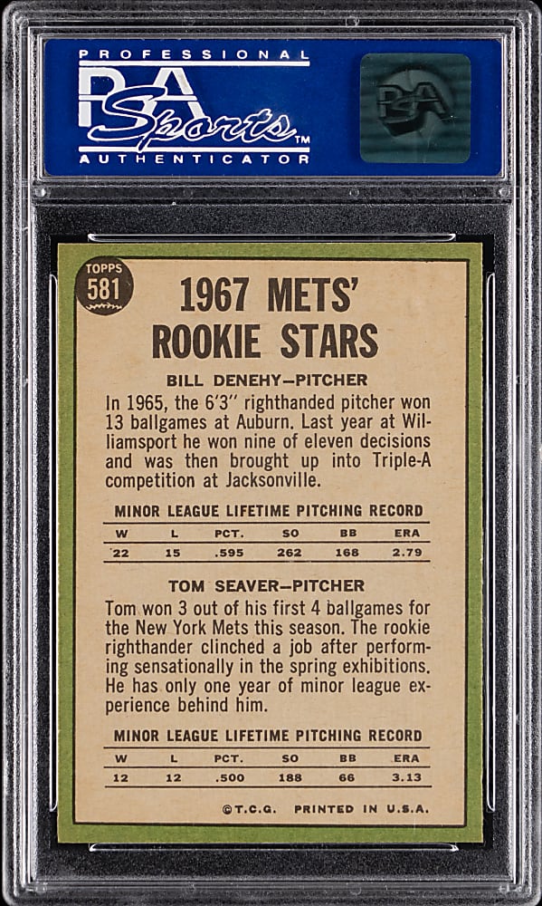 1967 Topps #581 Tom Seaver Rookie PSA MINT 9