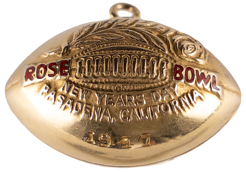 1947 University of Illinois Rose Bowl 10K Gold Football Pendant Charm Presented to Ralph "Babe" Serpico