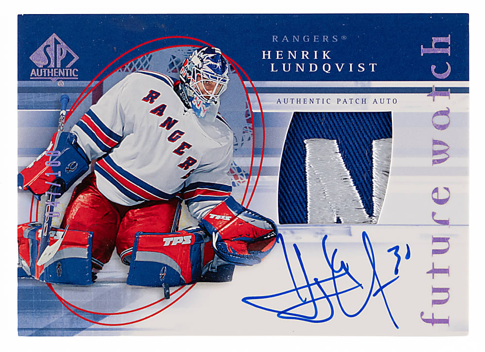 2005-2006 SP Authentic Hockey Future Watch #171 Henrik Lundqvist Autograph Patch Rookie #/100