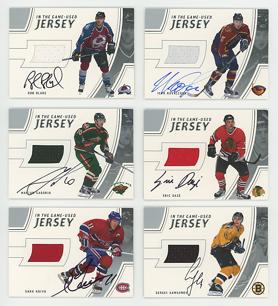 2002-2003 BAP Hockey In The Game-Used Jersey Autographs Starter Set (20) Different with (7) Hall of Famers