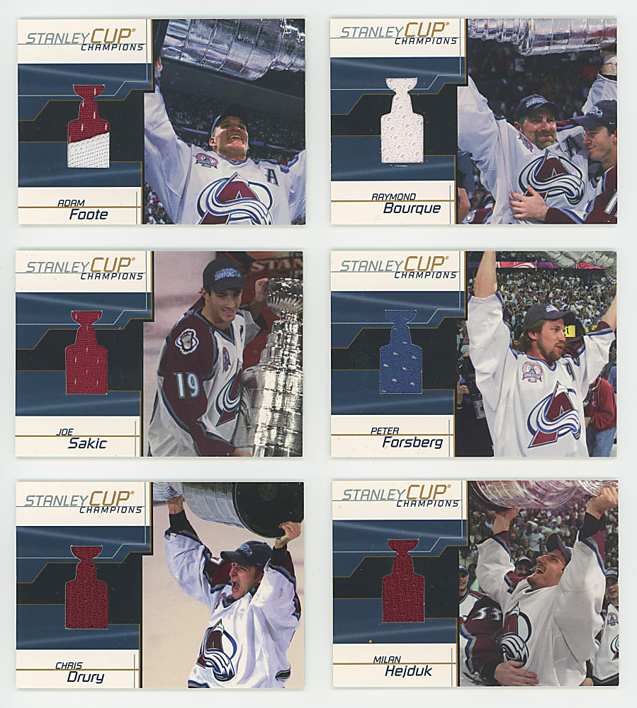 2001-2002 Be A Player Memorabilia Hockey Stanley Cup Champions Colorado Avalanche Relics Near Complete Set (12/14) - Print Run 40