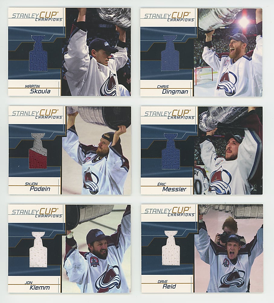 2001-2002 Be A Player Memorabilia Hockey Stanley Cup Champions Colorado Avalanche Relics Near Complete Set (12/14) - Print Run 40
