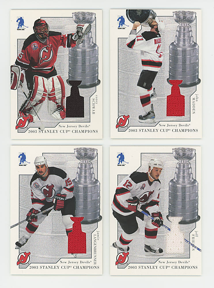 2003-2004 Be A Player Memorabilia Hockey Stanley Cup Champions New Jersey Devils Relics Complete Set (10) - Print Run 40