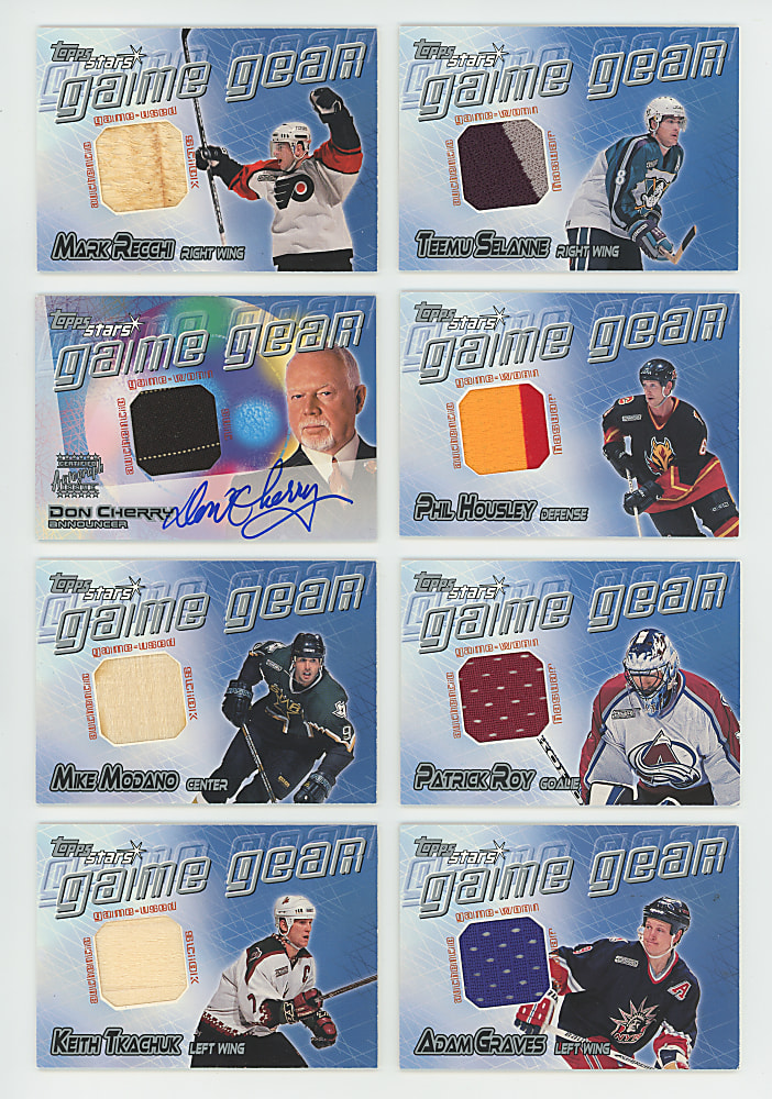2000-2001 Topps Stars Hockey Game Gear Set (19) with Several Hall of Famers Including Don Cherry Autograph Relic