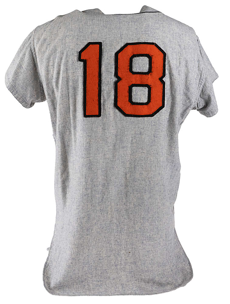 1964 Frank Bertaina/Wes Stock Baltimore Orioles Game-Used Road Jersey with MEARS A7 LOA