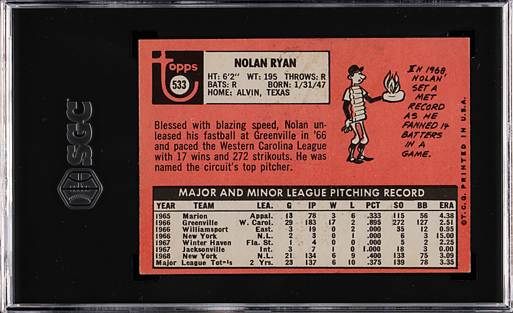1969 Topps #533 Nolan Ryan SGC VG/EX 4