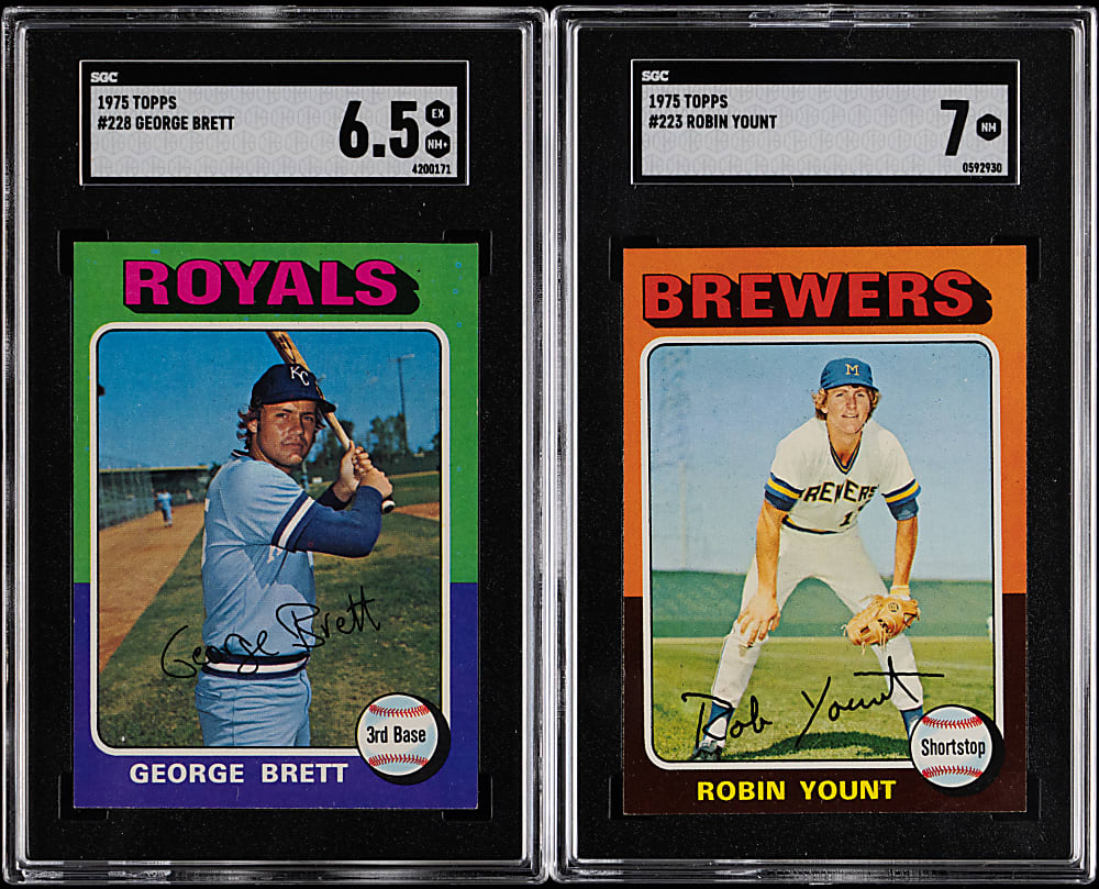 1975 Topps #223 Robin Yount & #228 George Brett SGC Graded Rookie Pair