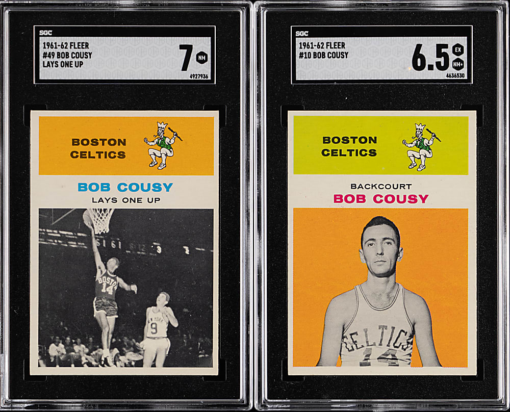1961-1962 Fleer Basketball Bob Cousy SGC Graded Pair