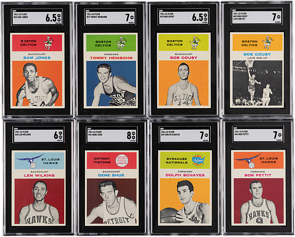1961-1962 Fleer Basketball Near Complete Set (58/66) with (8) SGC Graded Hall of Famers