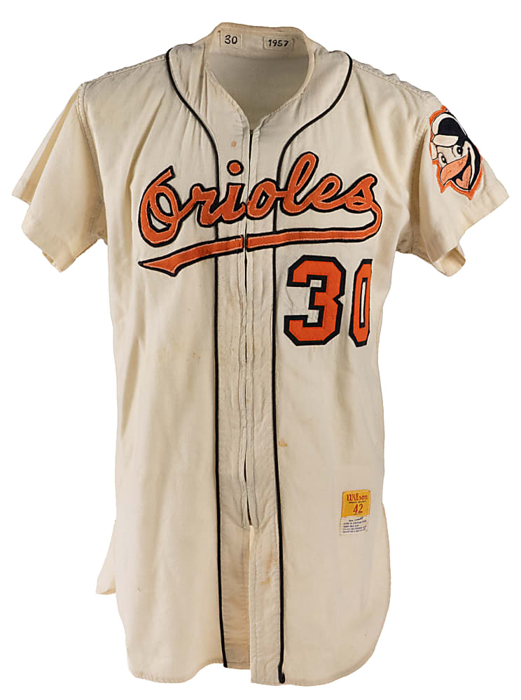 1957-1958 Baltimore Orioles Al Vincent Game-Worn Home Jersey with Laughing Bird - Phil Wood LOA