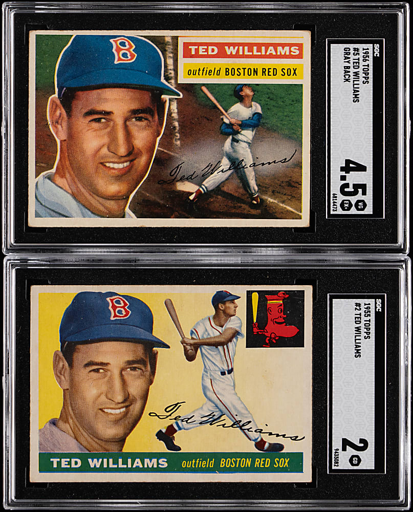 1955 & 1956 Topps Ted Williams SGC Graded Pair