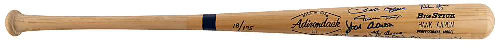 Limited-Edition Major League Baseball All-Century Team Multi-Signed Hank Aaron Pro Model Bat - (10) Signatures with Aaron, Mays, Rose & Ryan - JSA LOA