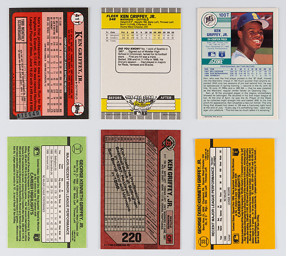 Signed 1989 Ken Griffey Jr. Limited Edition (#/500) Rookie Card Set (6)