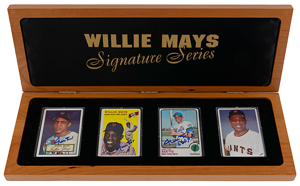 1997 R&N China Signature Series Willie Mays Autographed Limited Edition Porcelain Card Set (3) in Deluxe Case