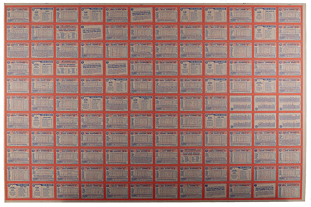 1991 Topps Desert Shield Uncut Sheet with Bonds, Griffey All-Star, B. Jackson and C. Jones Rookie