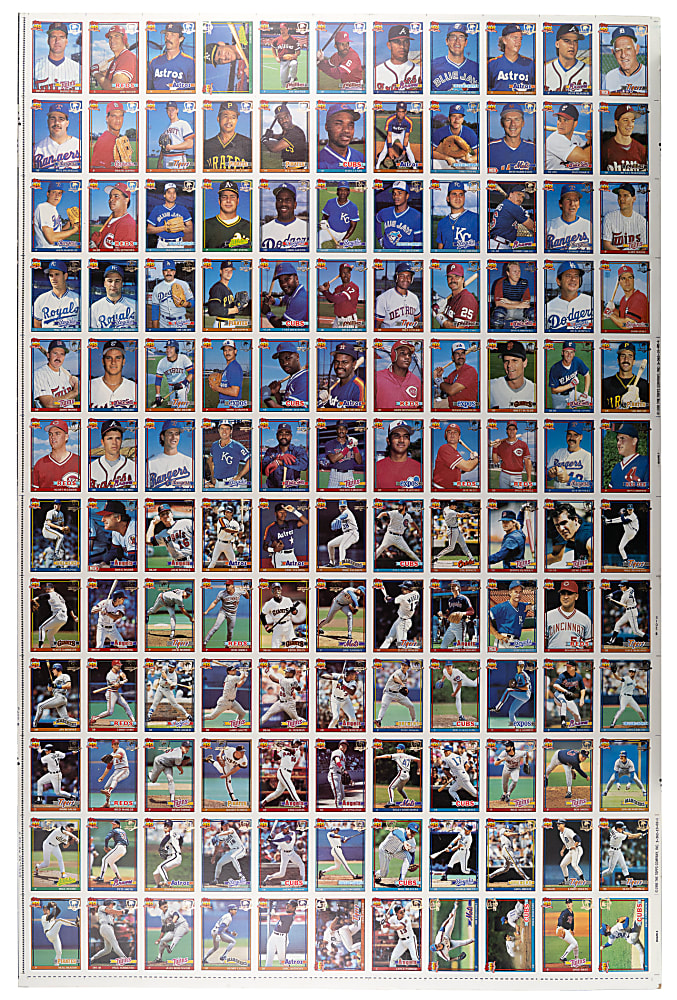 1991 Topps Desert Shield Uncut Sheet with Several Hall of Famers Including Cal Ripken Jr.