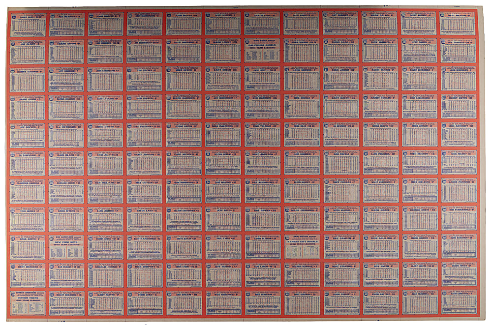1991 Topps Desert Shield Uncut Sheet with Several Hall of Famers Including Cal Ripken Jr.