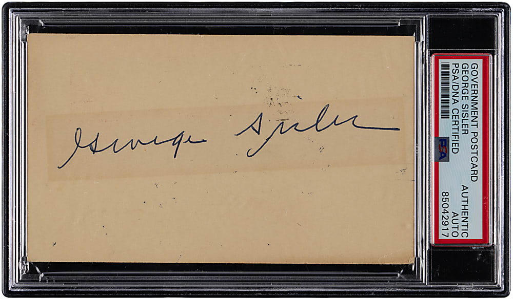 1954 George Sisler Signed Government Postcard PSA Authentic