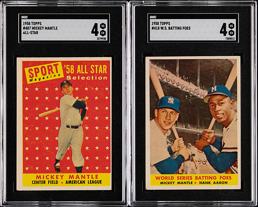 1958 Topps Mickey Mantle Specialty Card SGC VG/EX 4 Graded Pair