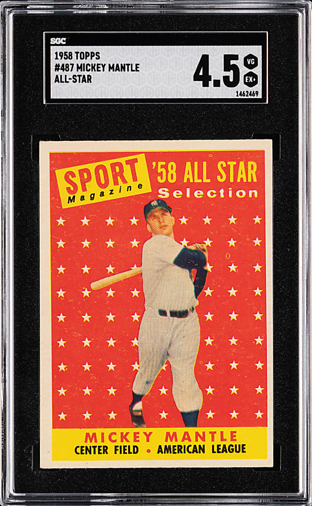 1958 Topps #487 Mickey Mantle All-Star SGC VG/EX+ 4.5