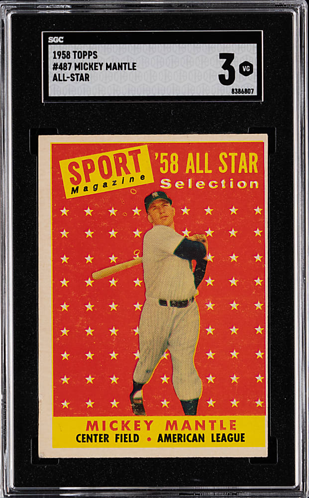 1958 Topps #487 Mickey Mantle All-Star SGC VG 3