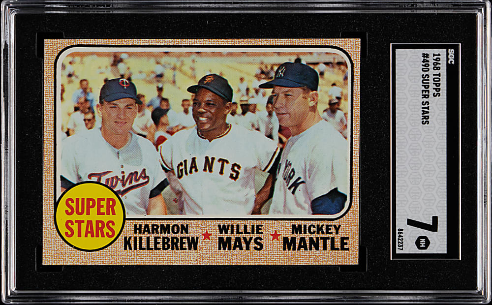 1968 Topps #490 Super Stars Harmon Killebrew/Willie Mays/Mickey Mantle SGC NM 7