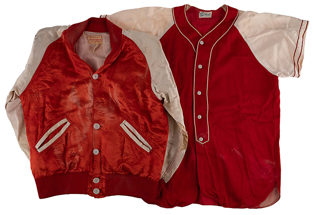 1930s-1940s Balboa Olds Industrial League Satin Baseball Uniform Jersey, Pants & Jacket Set