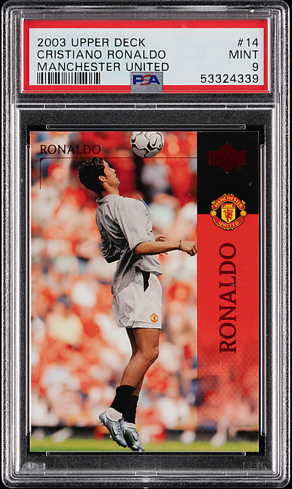 2003 Upper Deck Manchester United Soccer #14 Cristiano Ronaldo Rookie PSA MINT 9